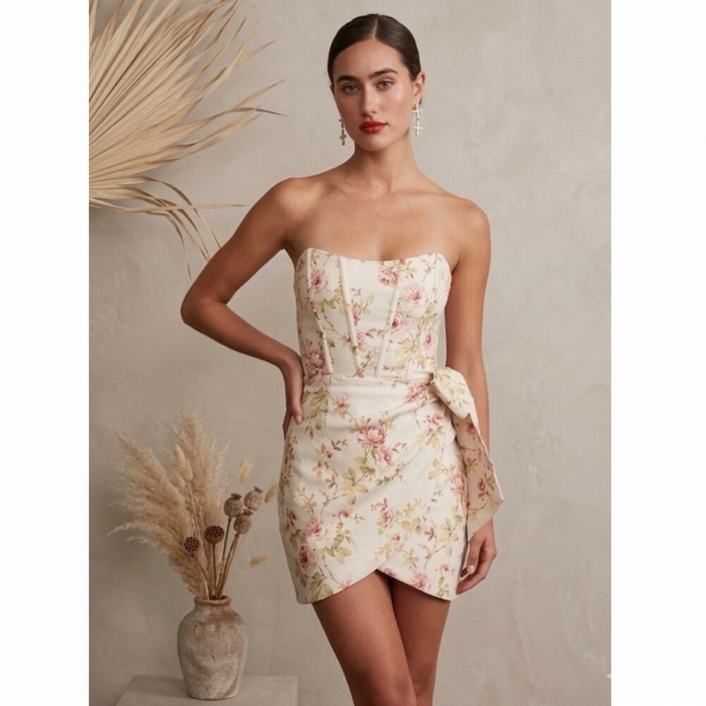 NWT V. Chapman Nasturtium Corset Mini Dress Carmel Valley Rose Floral Size 10